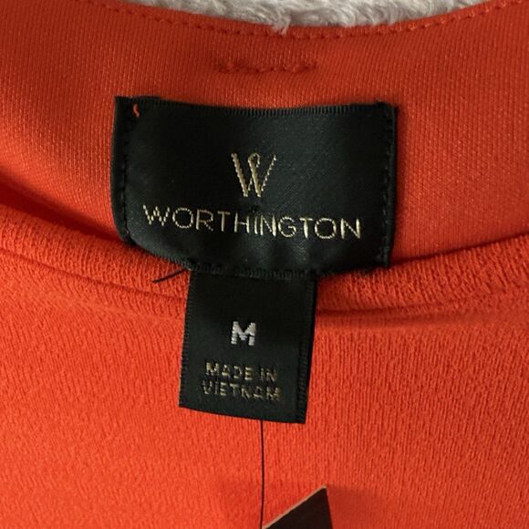 NEW Worthington Woman's Knit Blouse Orange Cold Shoulder 3/4 Sleeve Size Medium - Picture 5 of 16